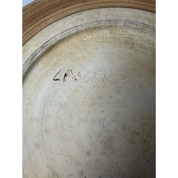 D. Lasser Ceramics Signed Yellow/Red Tulip Green Stems Pottery Large Platter 16” - Picture 8 of 11